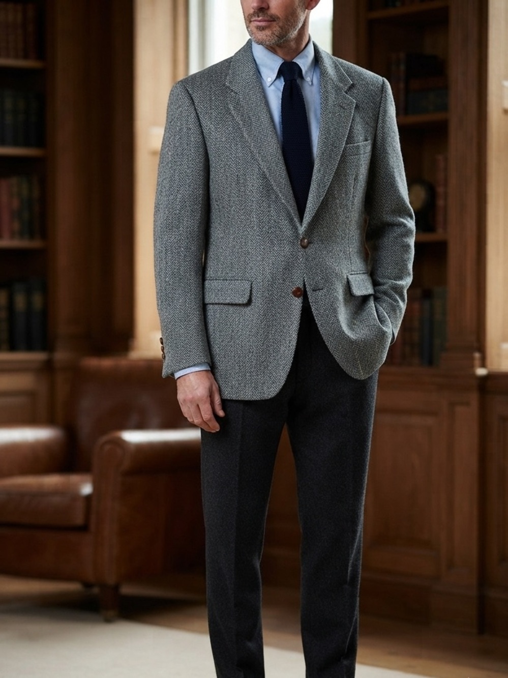 HARRIS Tweed Herringbone Wool Sport Coat Blazer
